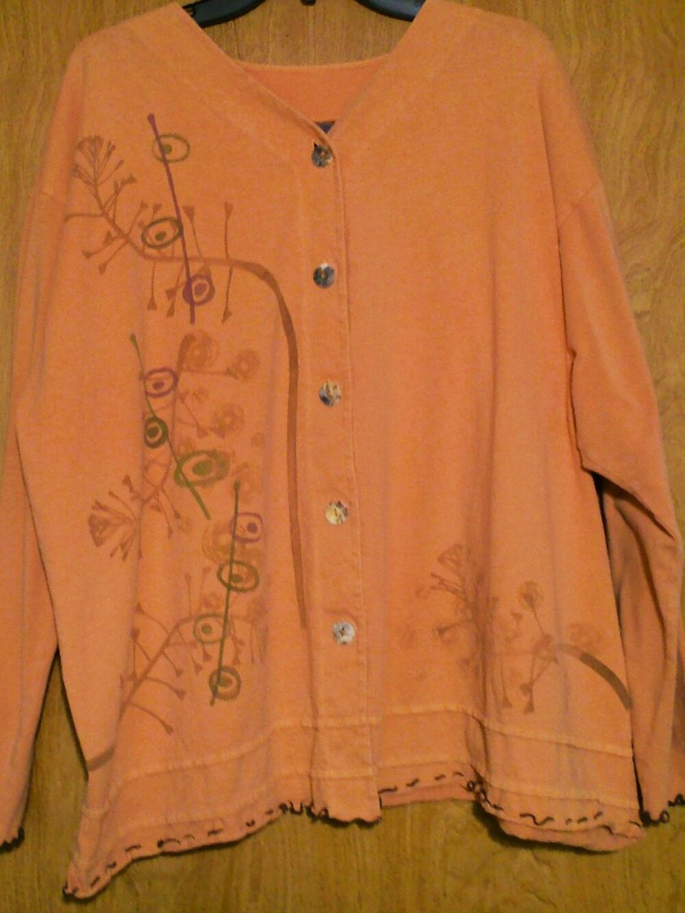 Barclay/Blue Fish Pintuck &Button Jacket Sz 3 B58" Adobe Organic Cotton,LettuceE